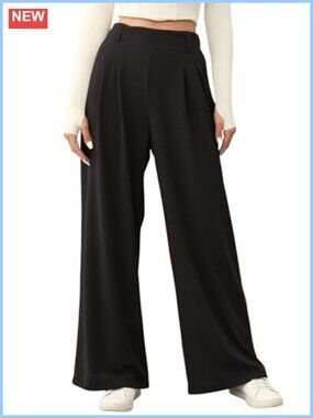 Waffle Knit Wide Leg Palazzo Pants with Pockets High Waist Business Casual